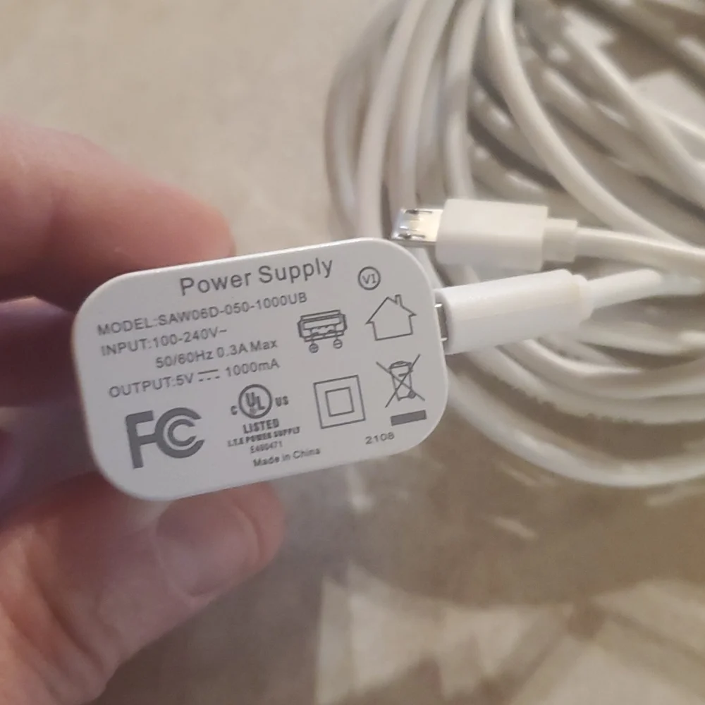 16ft Micro USB cord with Wall Plug White